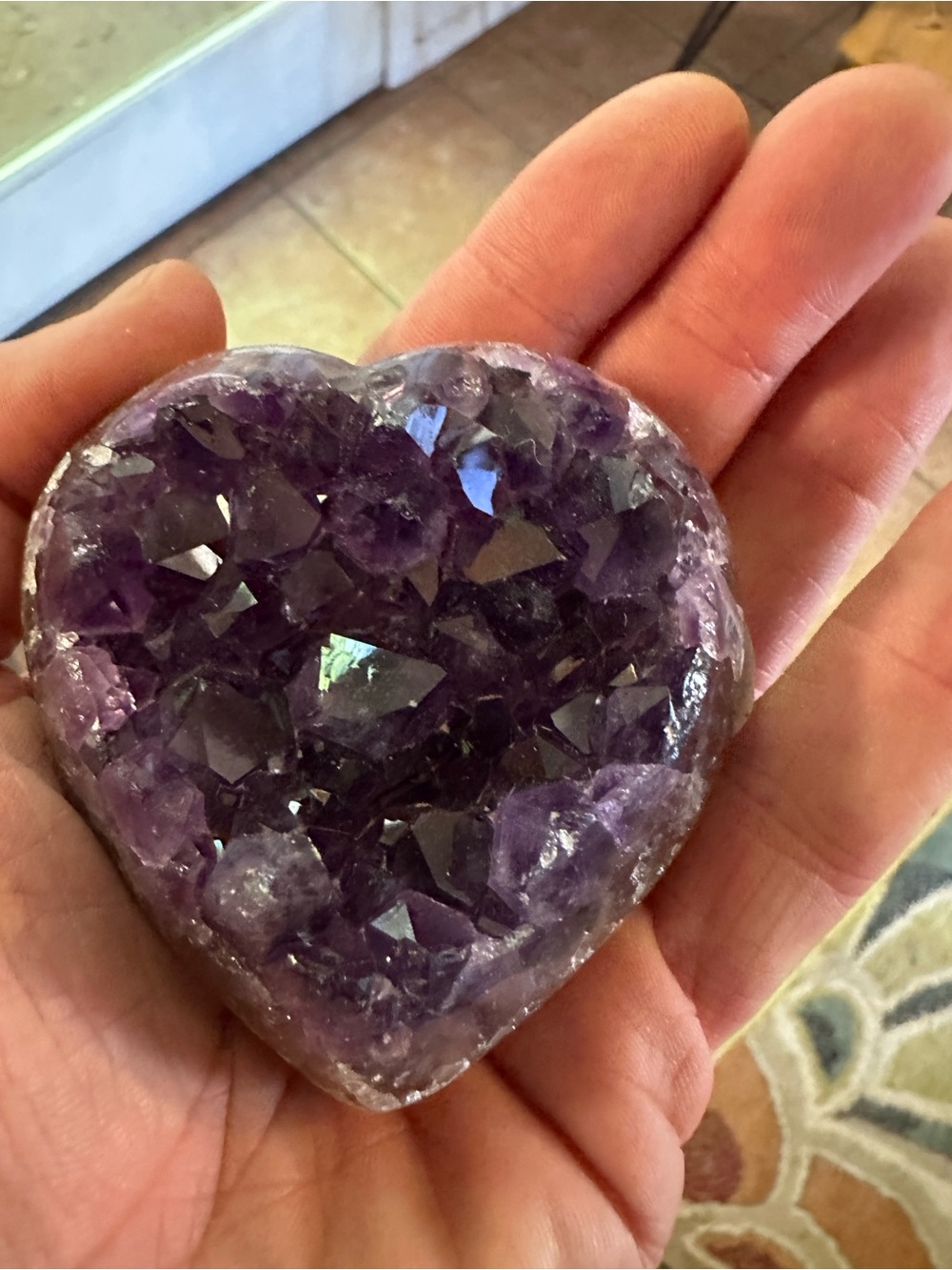 Purple Amethyst Heart Crystal Decorative Accent